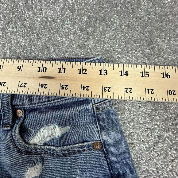 Aeropostale Mom Shorts Womens 0 (26x2.5) Blue Denim Distressed High Wasted - Picture 2 of 7